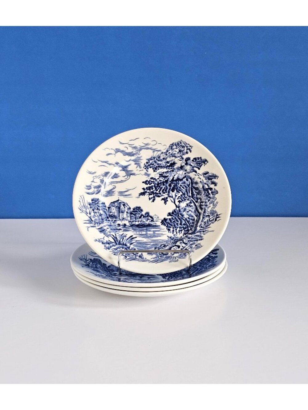 Enoch Wedgwood Countryside Blue Bread Plates, English Transferware